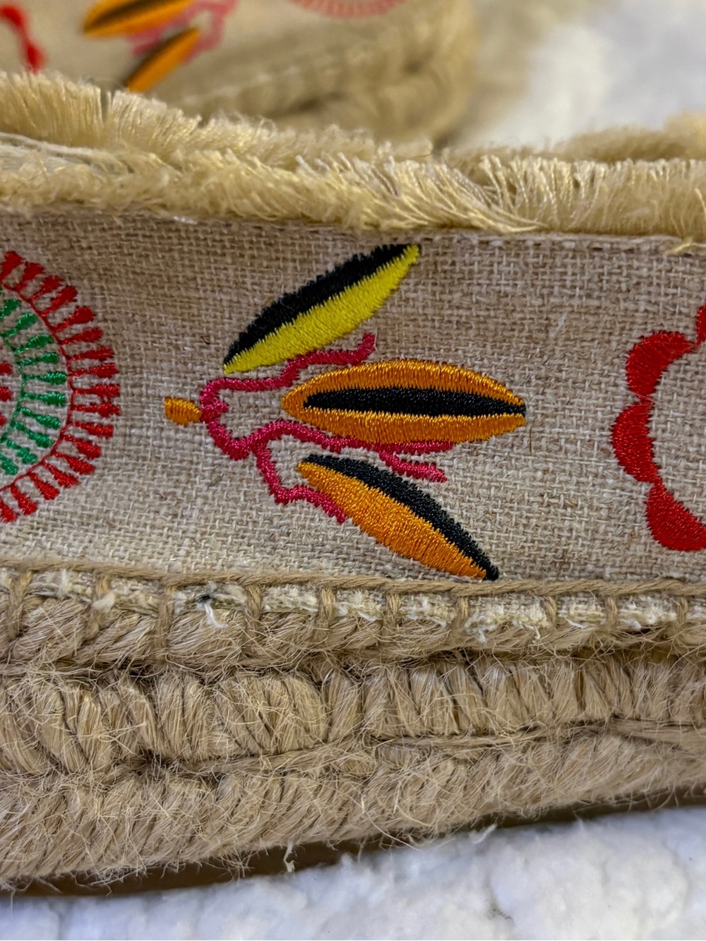 Johnny Was Embroidered Tan Espadrilles with Green & Black Accents - Picture 6 of 15